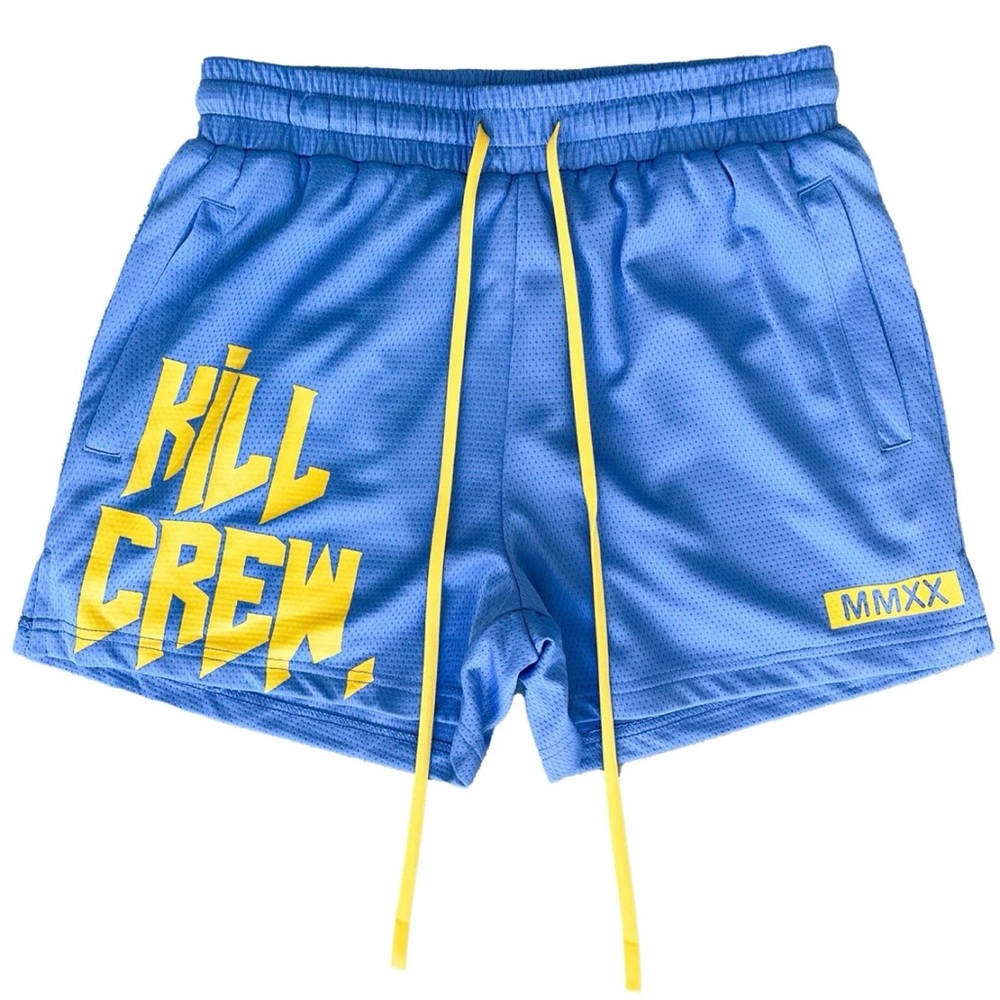 Kill Crew Athletic Shorts in Blue and Yellow
